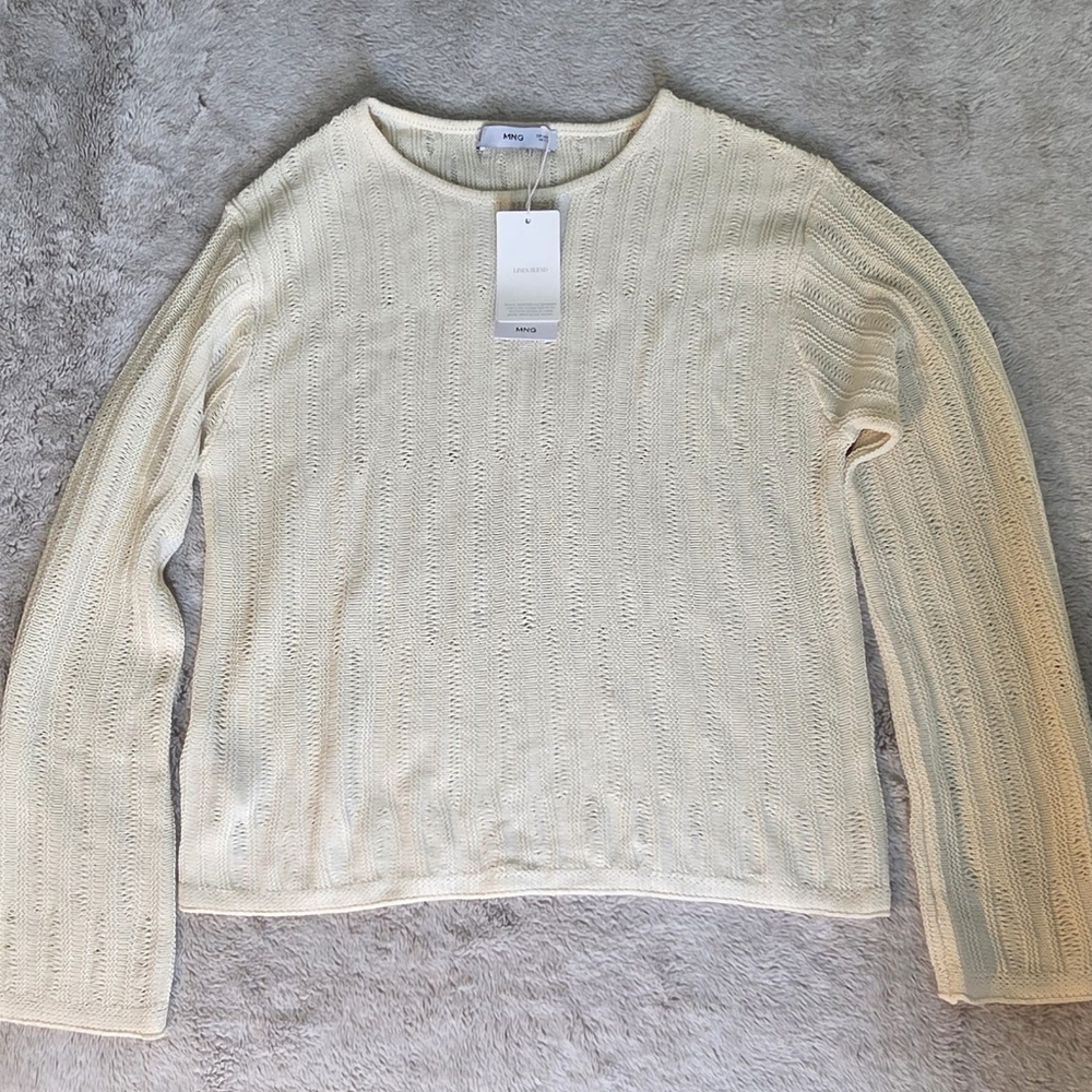 MANGO, Women's Cream Knit Sweater